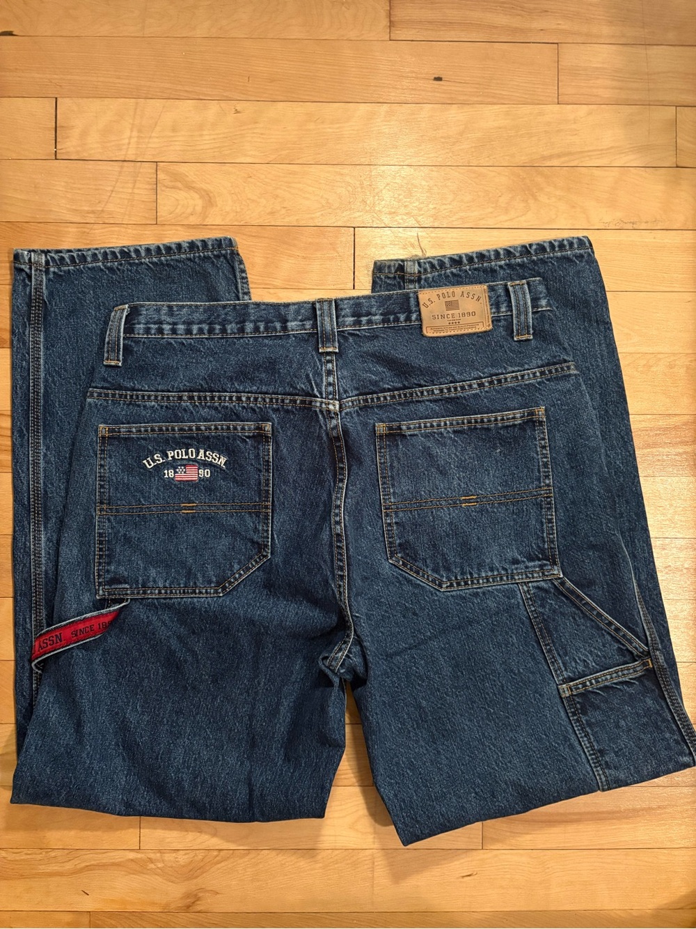 U.S. Polo Assn. Men's Dark Blue Carpenter Jeans with Back Pocket Logo